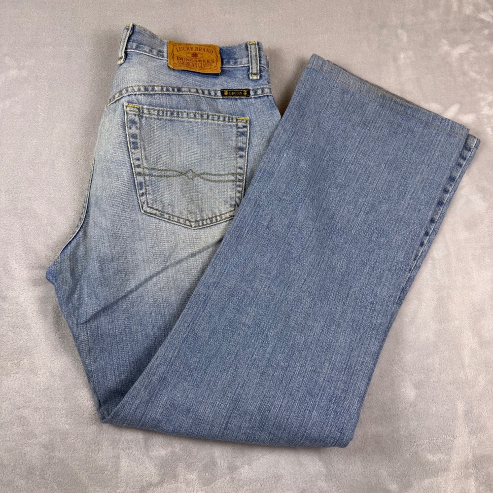 Lucky Brand Dungarees Vintage 90s Made in USA Light Wash Button Fly Jeans Size 8